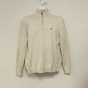 Nautica Men's Cream Sweater Quarter Zipper size Large